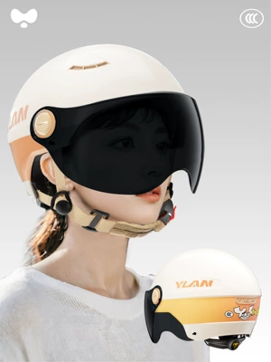 Universal Four-Season Winter Half Helmet – Motosiklet kaskı (dəbilqə) - 3c-gilded-white-sunscreen-short-glasses-class-a-new-national-standard-one-size-fits-all