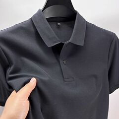 夏無地新作メンズピケ通気性コットンポロ半袖Tシャツラペル無地外国貿易Amazon