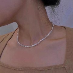 バロック異形淡水小真珠ネックレス女性韓国版ファッション異形小粒子淡水真珠シンプルネックチェーン
