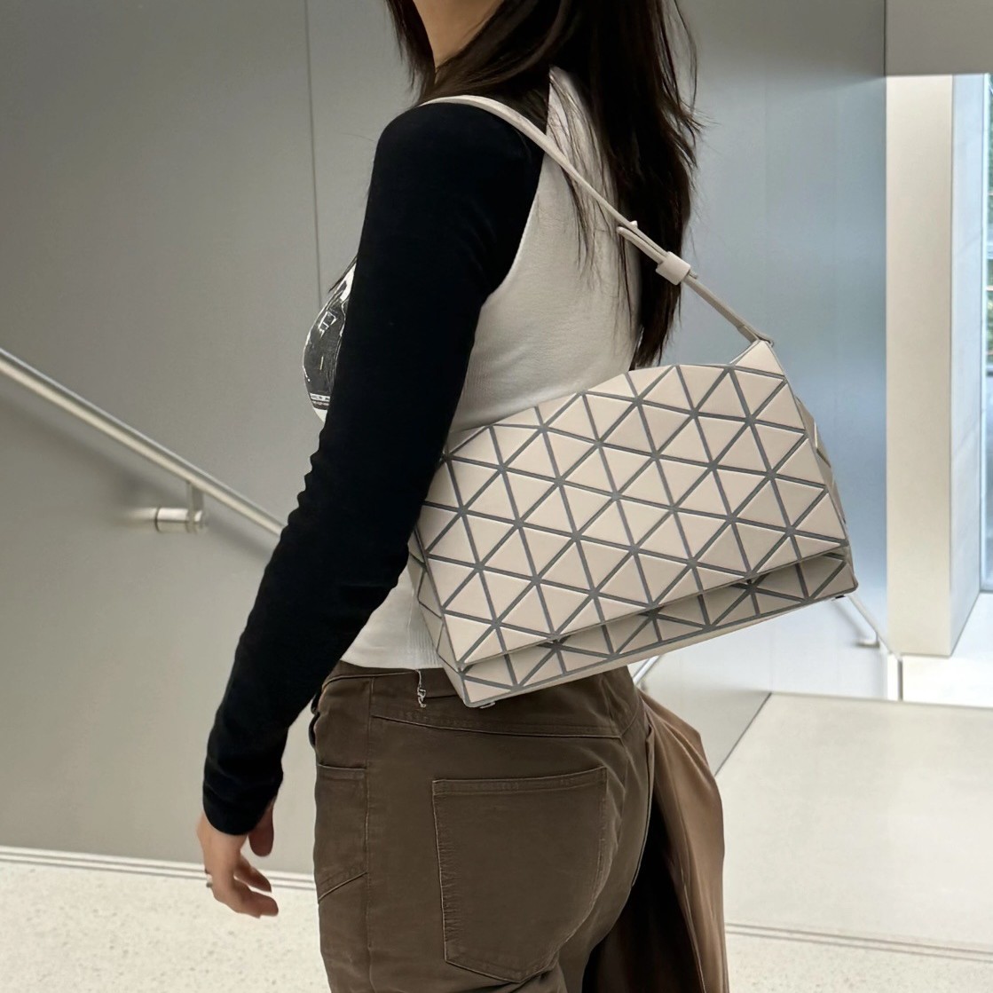 Japanese Fossette Quilted Crystal Crossbody Messenger Bag with Magnetic Flap, Single Shoulder Handbag for Women