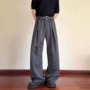 美式直筒条纹宽松休闲裤