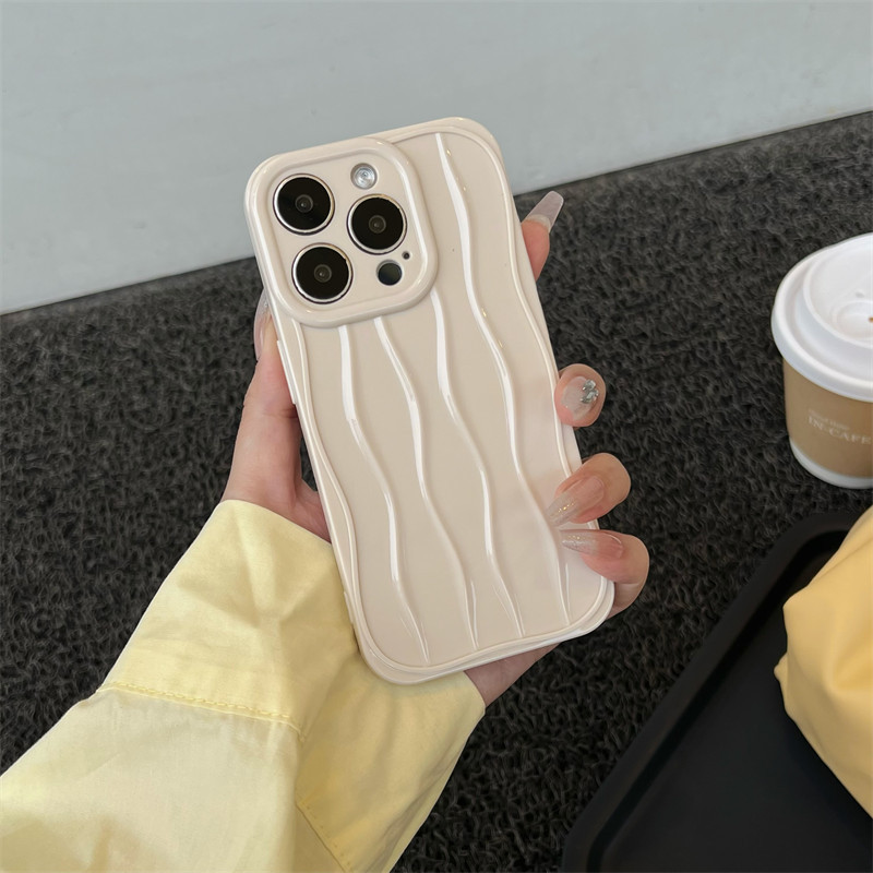 Advanced Sense Curve Stripe for Apple 16 Mobile Phone Case iphone15pro Simple 14 Solid Color 13 Wave 12
