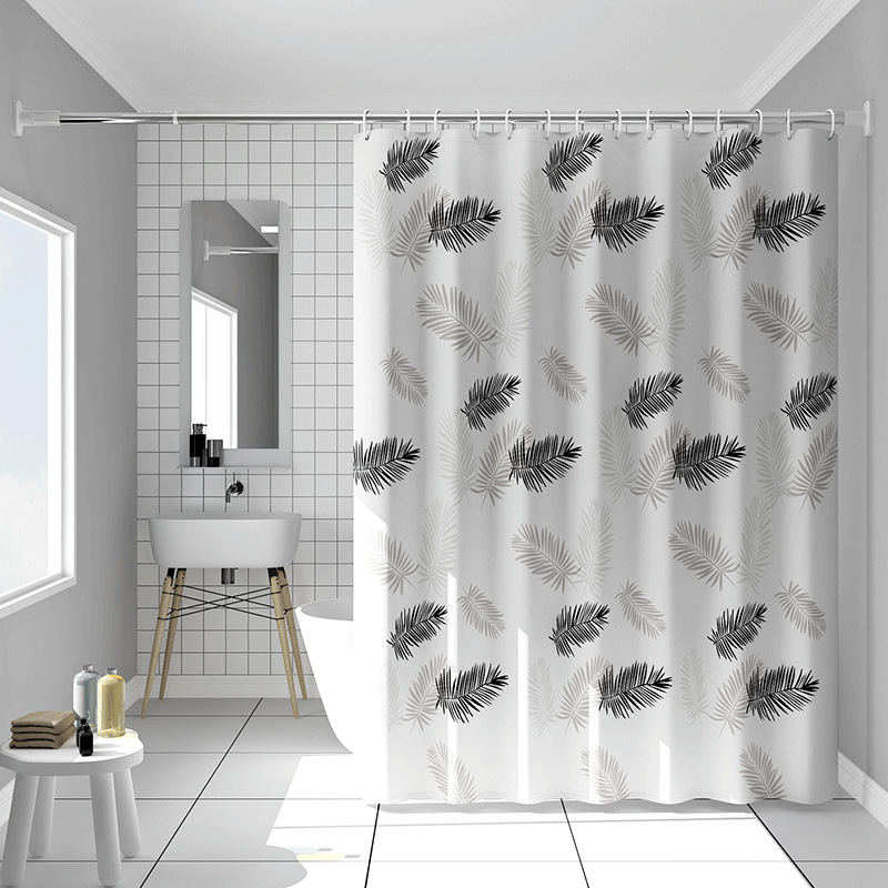 Factory direct supply PEVA bathroom shower curtain, hole-free telescopic rod set, washroom partition curtain, kitchen door curtain