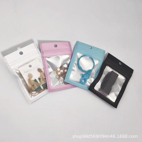 Window frosted transparent jewelry ziplock bag earrings sealed small bag self-adhesive jewelry hairpin packaging bag exquisite