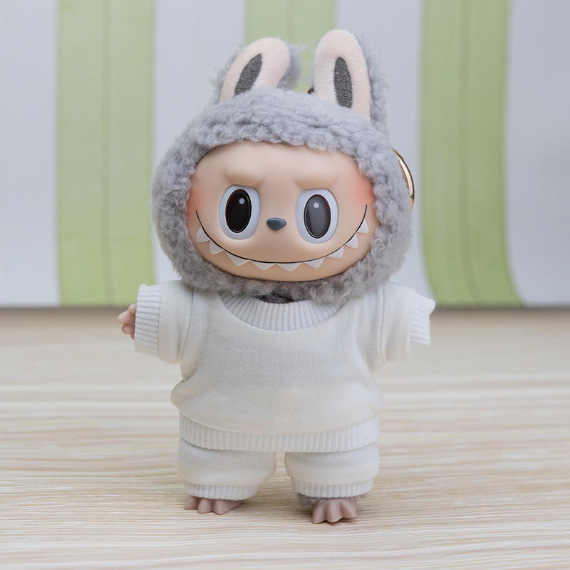 Labubu ペンダント ブラインドボックス フード付きスウェットシャツ Labubu ベビー服スーツ Tシャツ パンツ 人形服 着せ替え|undefined