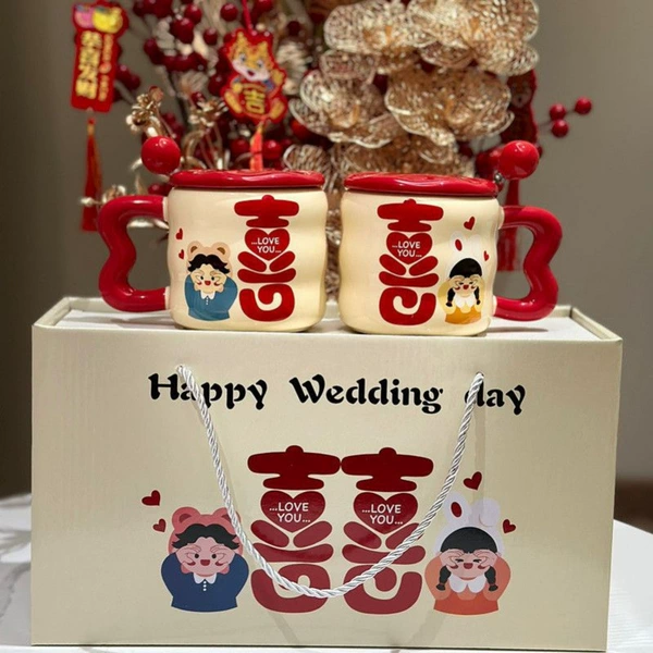 Exclusive 囍 pairing cup gift box [cup+lid+spoon]