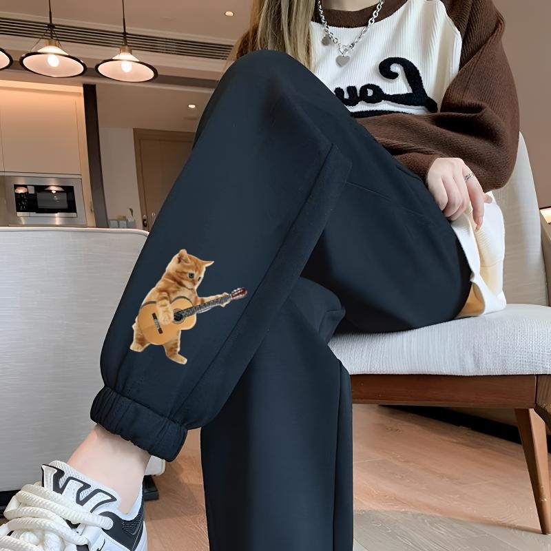 기타 고양이 레깅스 얇은 검은색 바지