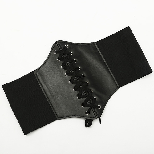 Retro Court Style Tight Wide Waist Bandage for Women, Lolita Girl Style Black Slimming Women's Strap Belt