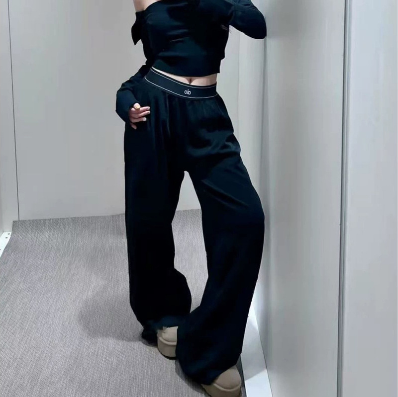 Alo High-Waisted Wide-Leg Sports Pants with a Loose Drape, Straight-Leg Yoga Pants, Versatile for Commuting and Casual Wear, Quick-Drying and Breathable Long Pants Alo High-Waisted Wide-Leg Sports Pants with a Loose Drape, Straight-Leg Yoga Pants, Versatile for Commuting and Casual Wear, Quick-Drying and Breathable Long Pants