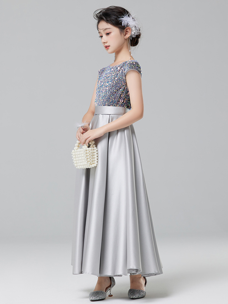 Vestido infantil, elegante vestido de princesa para niña, vestido de manga corta para presentadora de piano, vestido para niña de un año