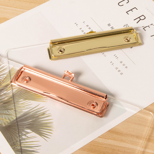 a4 file transparent acrylic board clip student office writing exam pad gold plastic order board
