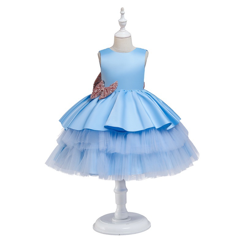 Fashion Solid Color Bowknot Cotton Blend Girls Dresses display picture 2