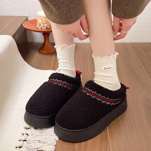 National Style Snow Boots with Thick Soles, Height Increase, Fashion Short Cylinder Casual Lazy Person One-Piece Warm Cotton Shoes for Women