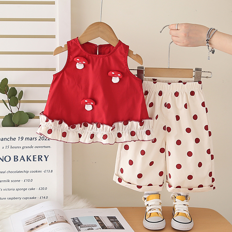 2026 New Girls' Summer Sleeveless Stylish Plaid Outfit Baby Girl Shirt Shorts Vest Princess Two-Piece Set