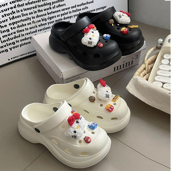 DIMIFEI Cartoon Cave Shoes Women's Summer Outer Wear Non-slip Deodorant Thick Sole Heightened Baotou Cute Sandals
