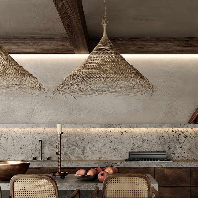 Lámpara de viento silenciosa china retro sala de estar comedor sala de té lámpara Zen dormitorio dormitorio estudio cama de estilo japonés lámpara de caña