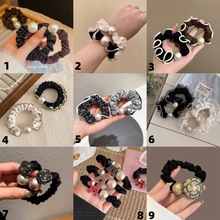 新款花边珍珠大肠发圈合集气质高弹力马尾头绳扎丸子头发绳发饰女