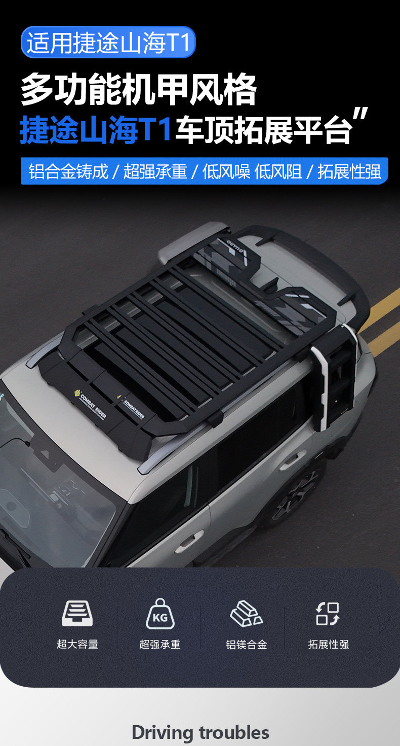 Jietu Shanhai T1 Traveler T2 Camping Car Roof Expansion Explorer Roof Rack Canopy Side Tent Ladder