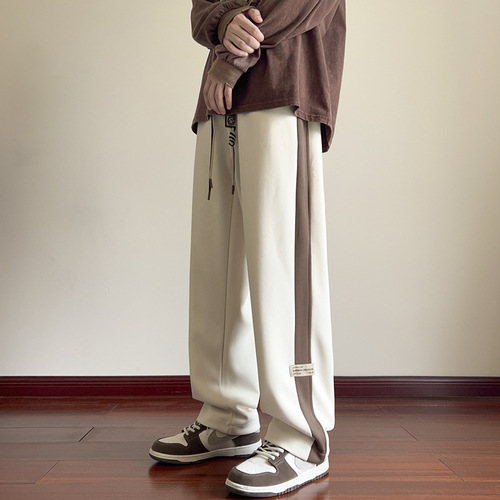 Summer sagging straight and thin seasonal youth sweatpants, color-matched pants, men's trend loose, lazy and slacky pants