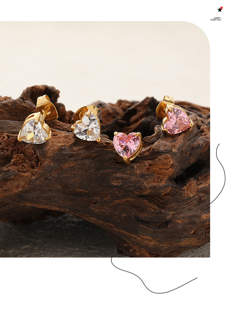 Plating Design 1 Pair Casual Elegant Lady Heart Shape Plating Titanium Steel Ear Studs