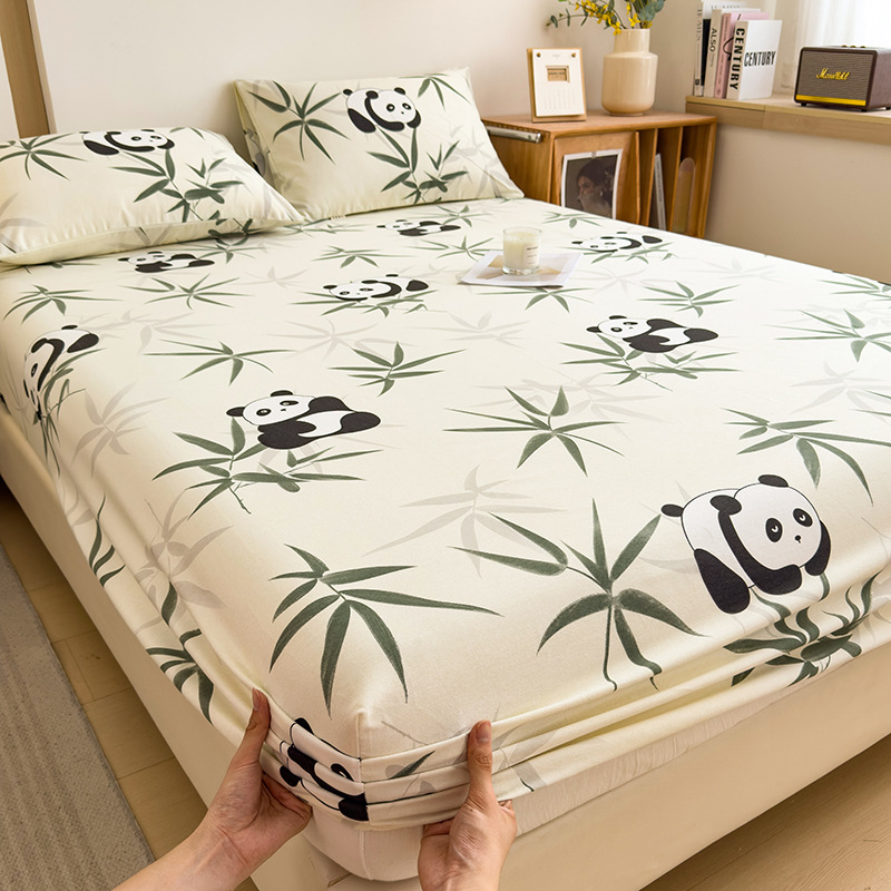 Funda de cama cepillada de algodón cubierta protectora de colchón de una sola pieza 2024 nueva funda de cama impresa para una sola persona para todas las estaciones