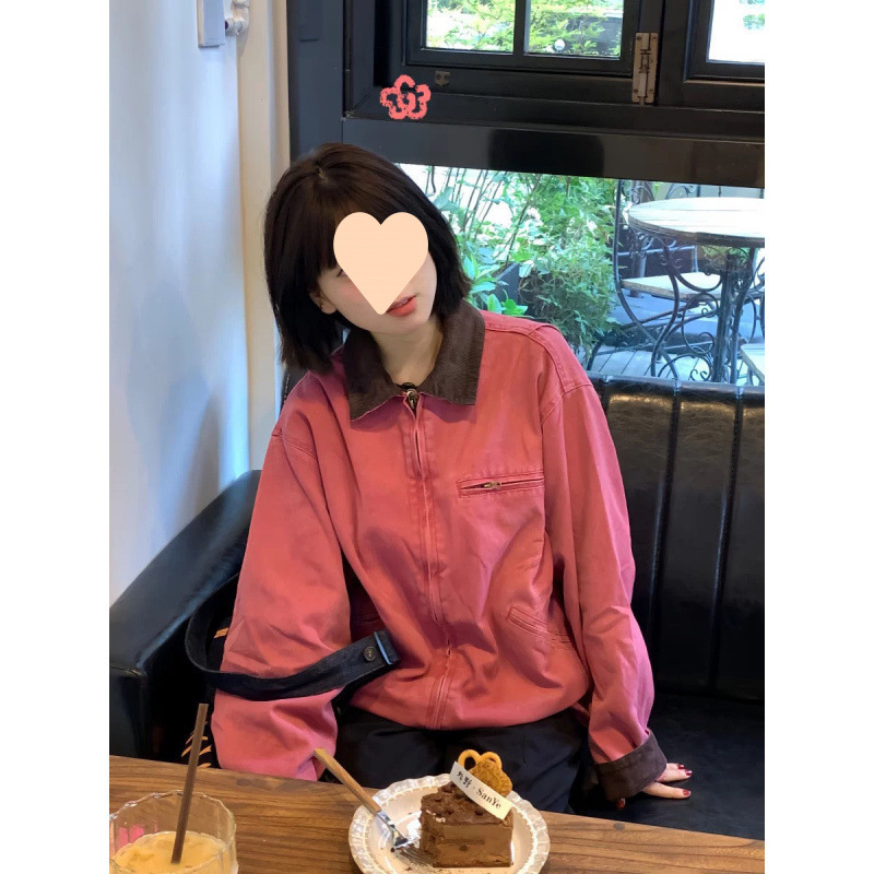 アメリカの工装の初秋の野球服のピンクのコートの女性の朝と秋のデザイン感があります。|undefined