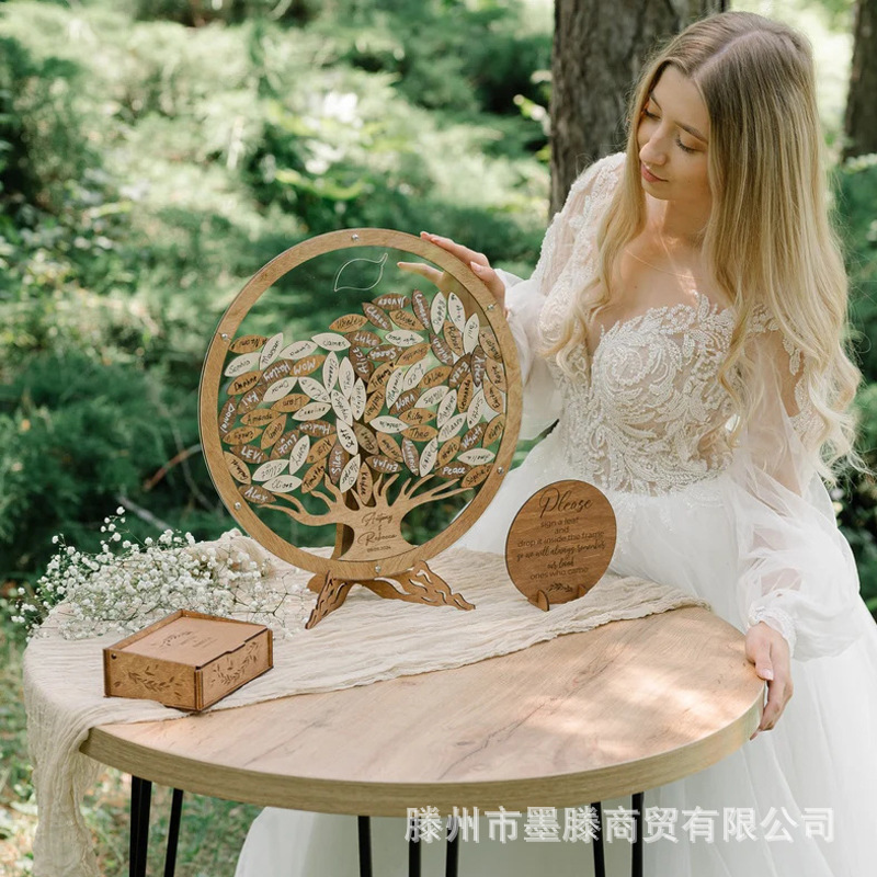 Custom Text Wedding Guest Sign-In Desk Creative Family Tree Logo Sign-In Desk Commemorative Wedding Anniversary Gift