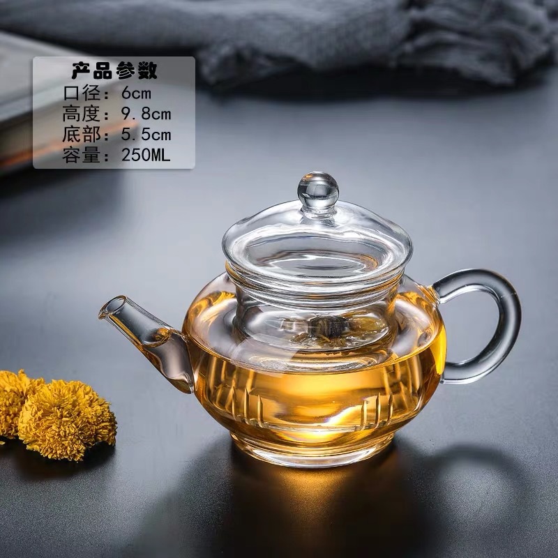Tetera de Vidrio para Té de Flores de Vidrio de Borosilicato Alto Calentable Resistente a Altas Temperaturas