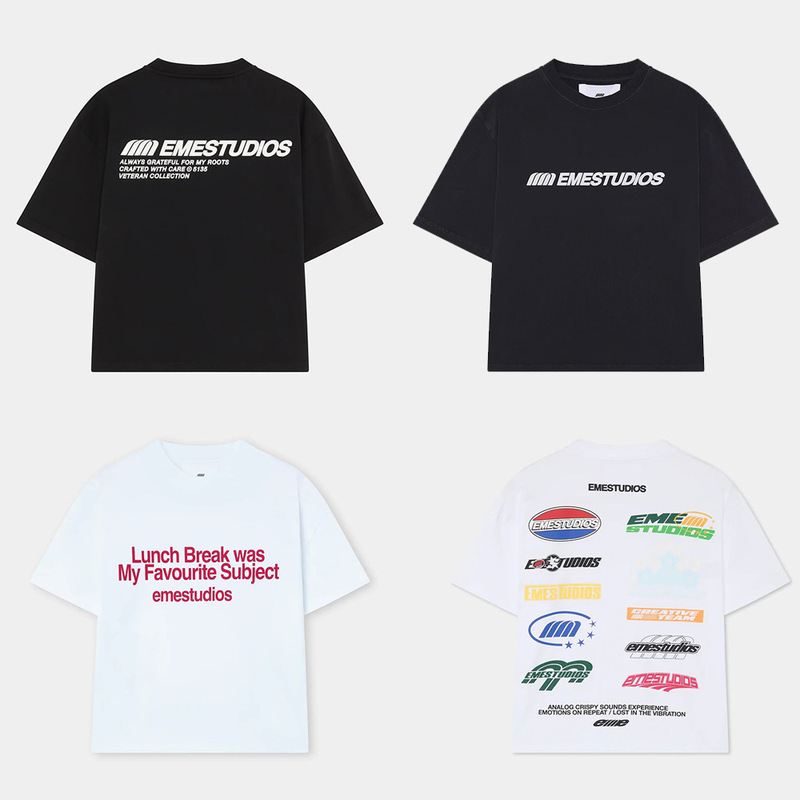Emestudioss26 Cross-Border New European and American Trendy Brand Spring and Summer Pure Cotton Loose-Fitting Unisex Short-Sleeved T-Shirt Tee Emestudioss26 Cross-Border New European and American Trendy Brand Spring and Summer Pure Cotton Loose-Fitting Unisex Short-Sleeved T-Shirt Tee