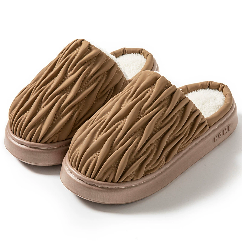 PU искусственная кожа мужской и женский внутренний и наружный домашний деревянный пол EVA утолщение трансграничной пары Meillard осенние и зимние хлопчатобумажные тапочки
