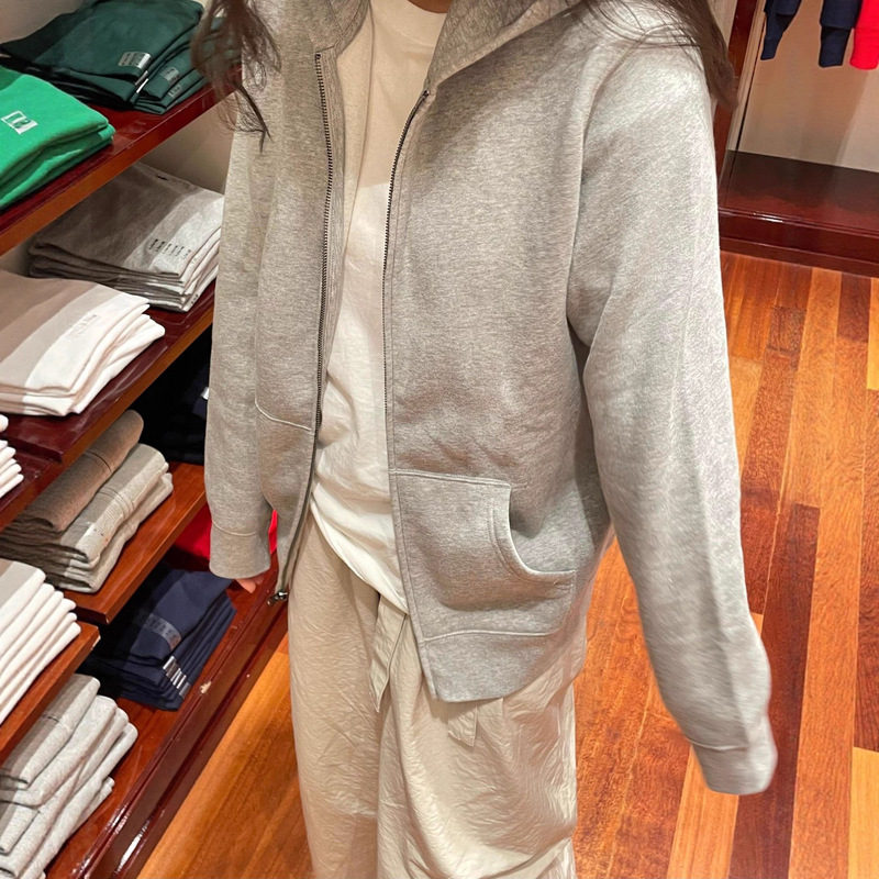 Laf Rl Sweatshirt, Lazy Style Hooded Fleece Jacket, Fashionable and Versatile Long-Sleeved Top, Women's Zipper Cardigan Knitwear