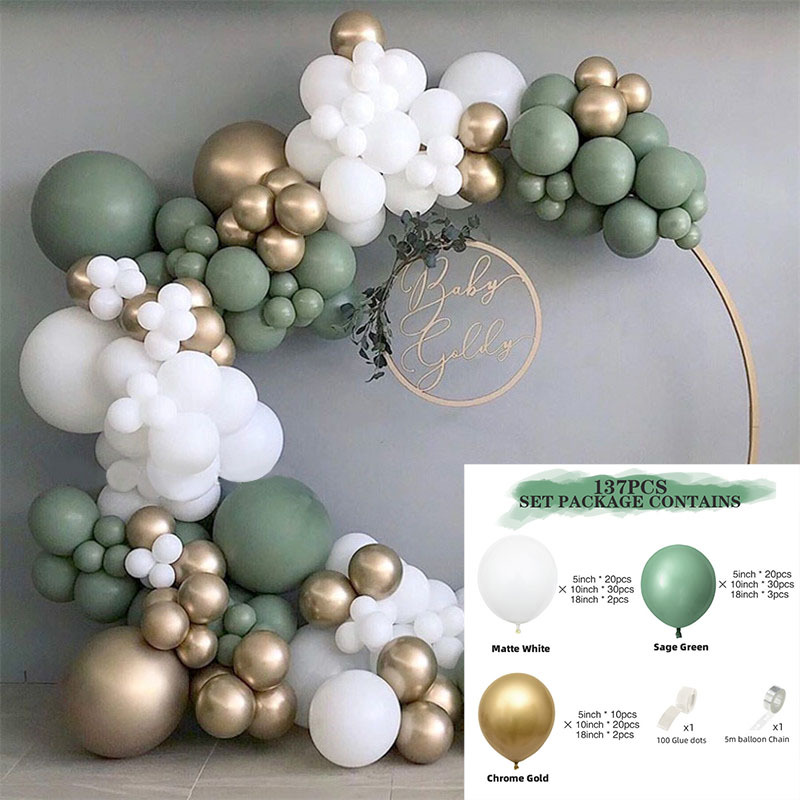 Amazon cumpleaños globo decoración suministros de diseño de boda fiesta de inauguración set de globo cadena de globo verde