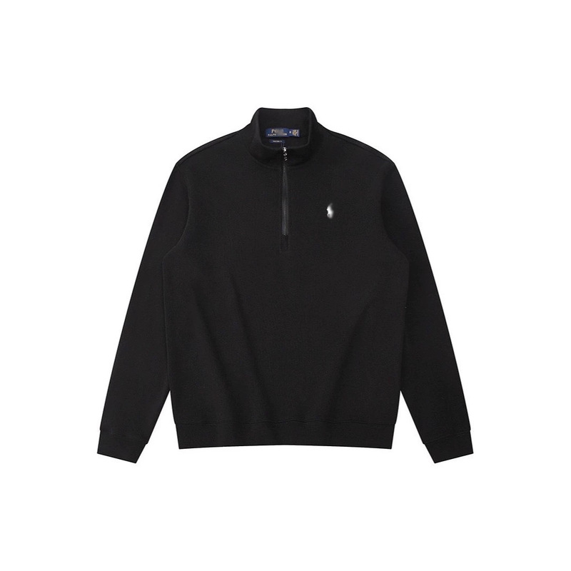 Raf Jacket with Pony Logo, Half-Zip Pullover, Stand-Up Collar, Long-Sleeve Sweatshirt, Men's Autumn Thickened Sweatshirt