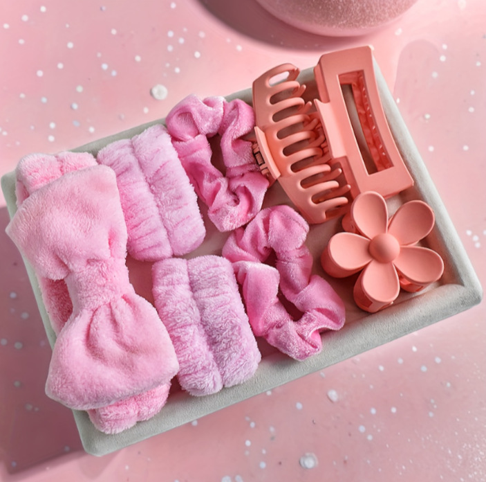 Nuevo 2024 cinturón de pelo suave cinturón de lavado con lazo clip de agarre mate mate multicolor anillo elástico de intestino grueso 8 piezas