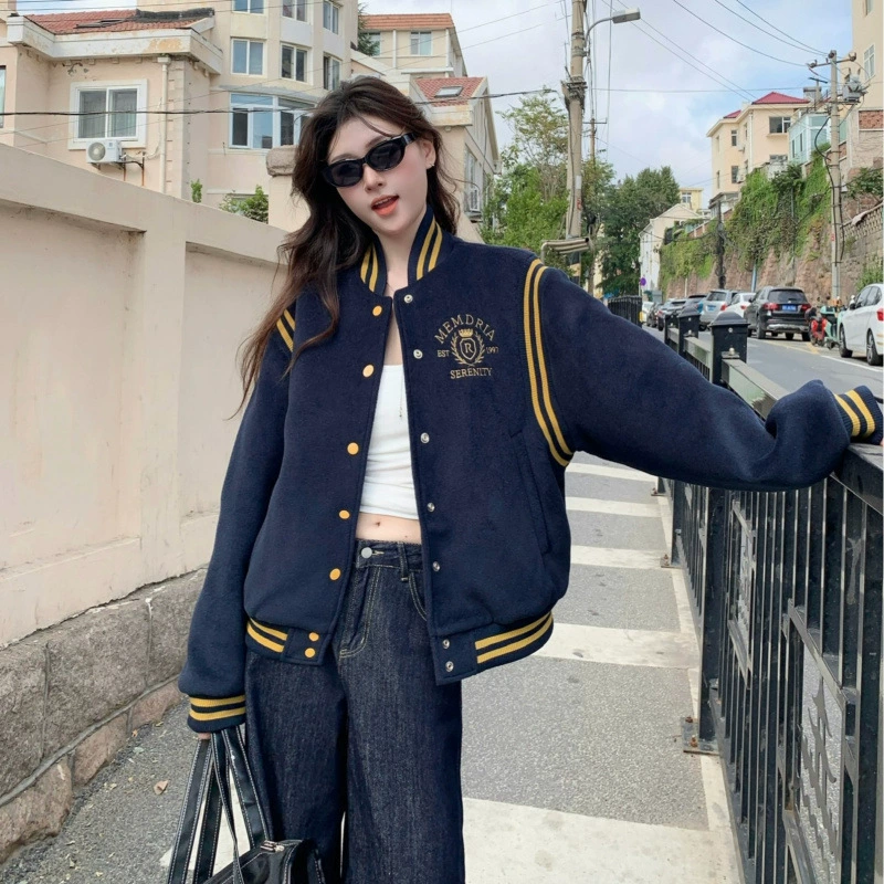 Реальная цена утолщенных хлопчатобумажных пальто Американский ретро бейсбольный костюм куртка женский свободный повседневный хлопчатобумажный топ