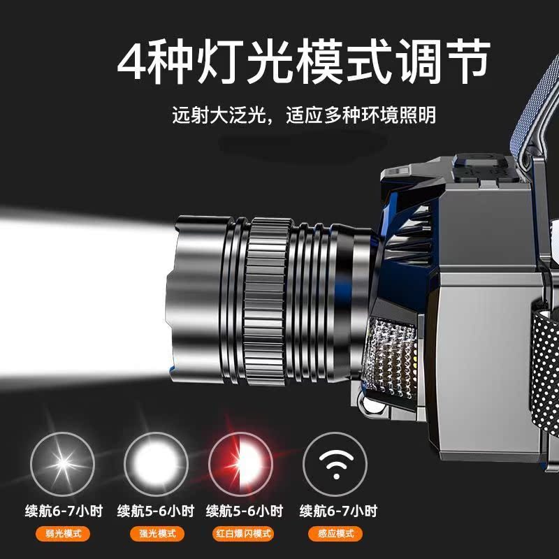 Explosion headlights LED Strong light charge Long shot Head mounted household student Night fishing Fish lantern Miner's lamp Flashlight 6