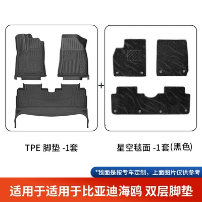 Models, Original Car Color, Double-Layer Tpe – Modelə uyğun ayaqaltı - specifically-designed-for-byd-seagull-double-layer-black-tpe-foot-mat-black-starry-sky-blanket