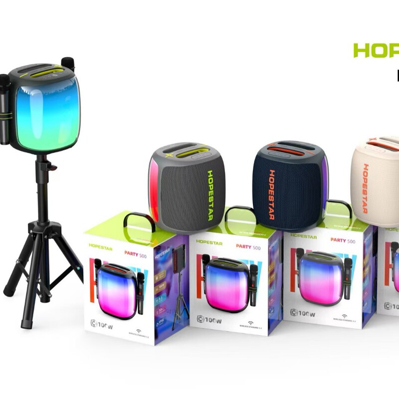 Hot-Selling Foreign Orders Party500 High-Power Outdoor Karaoke Party Dual-Brand Bluetooth Speaker with Square Dance Pulsating Lights