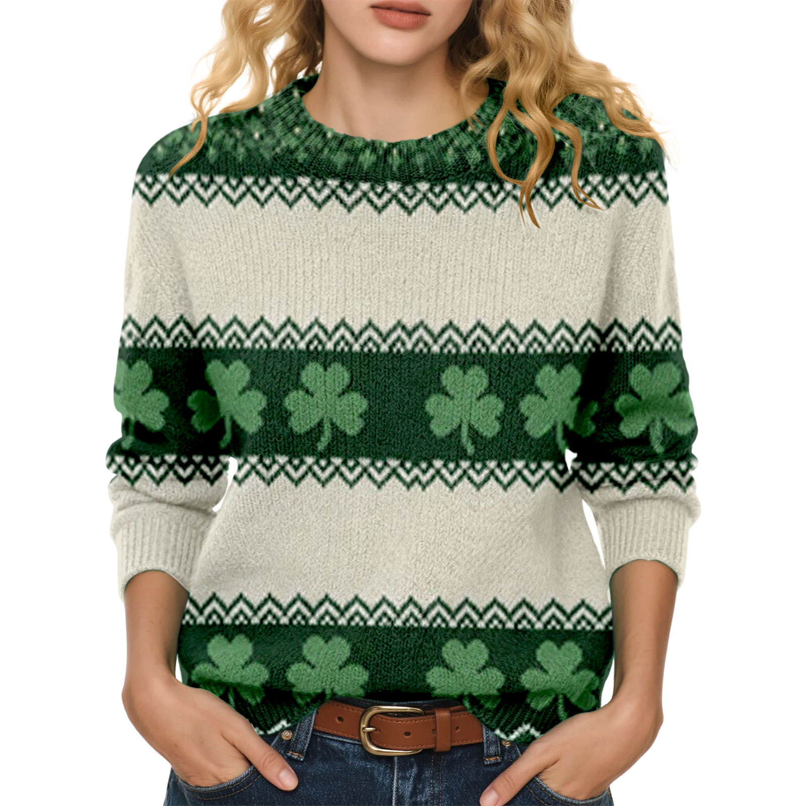 Lxf-Yt52-Saint Parker Pullover Sweater Amazon Cross-Border European and American Spring and Autumn Long Sleeve Hot-Selling Fair Isle