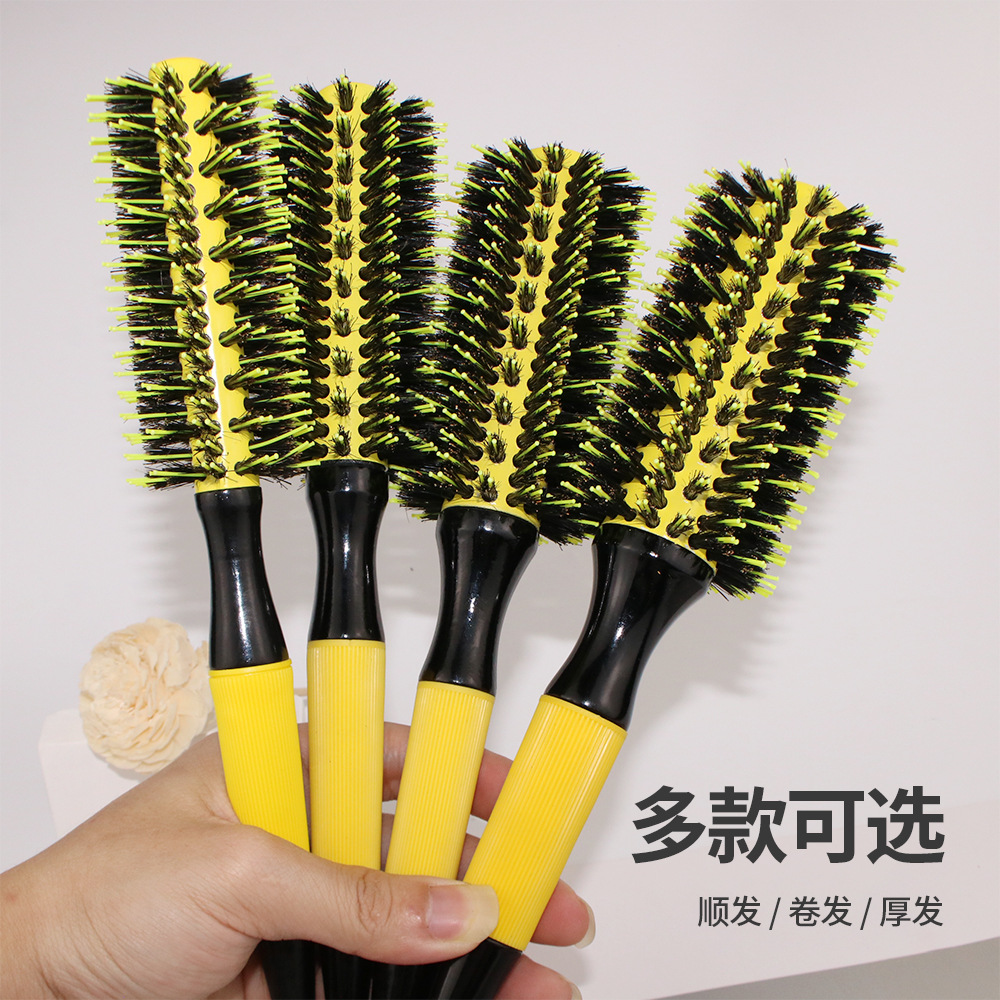 Suministro directo de cerdas de cerdo, tubo de aluminio, nailon, estilo brasileño, peine de rodillo, hebilla interior, cabello liso, peine de núcleo rizado, peine de cabello cilíndrico