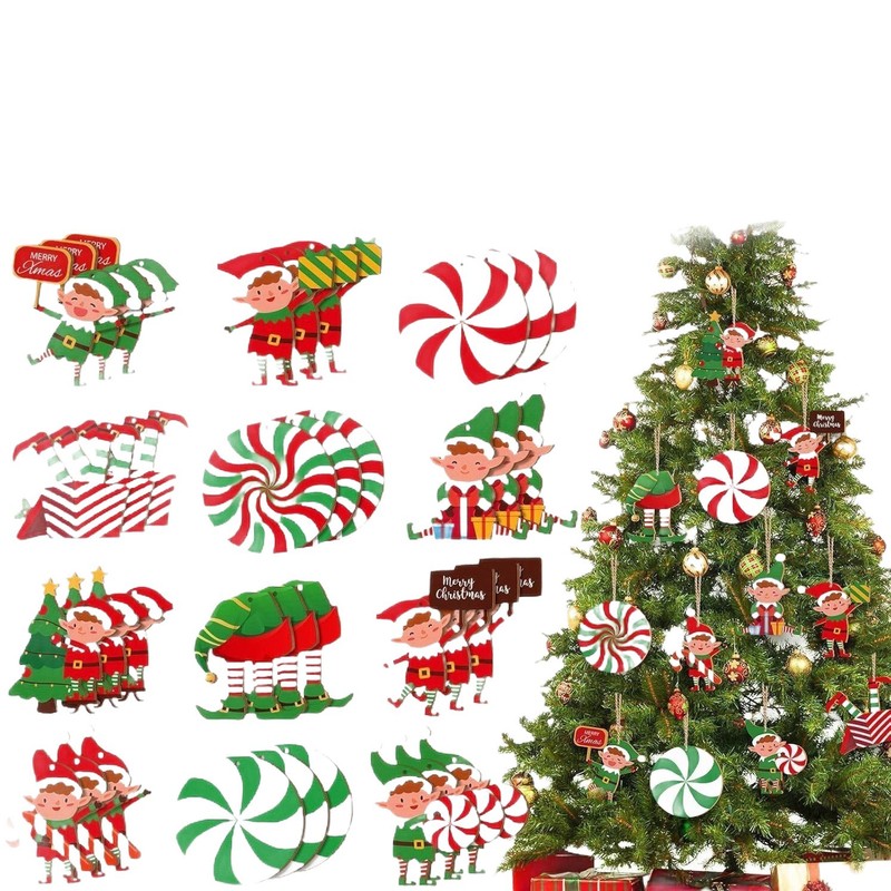 クリスマス木製キャンディクリスマスデコレーションエルフツリーオーナメントエルフハンギングオーナメントミントキャンディホームクリスマスツリーデコレーション|undefined