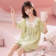 Girls Princess Style Pajamas Women's Summer Short-Sleeved Shorts Girls and Kidsren Pure Cotton Home Clothes Medium and Large Kidsren Thin Suits