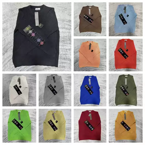 Trending Cross-Border STONE Pullover Long Sleeve Sweater Premium Solid Color Stone Warm Casual Knitwear