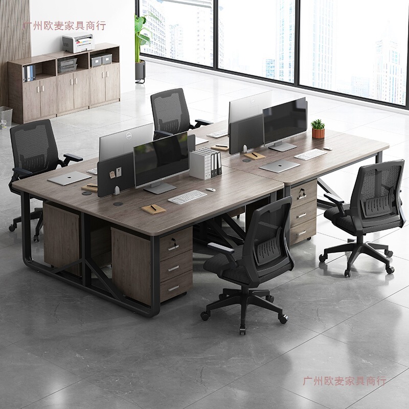 Computer Desk Desktop Simple Staff Office Desk Chair Cabinet Combination Double Four Person Six Person Employee Workstation Desk