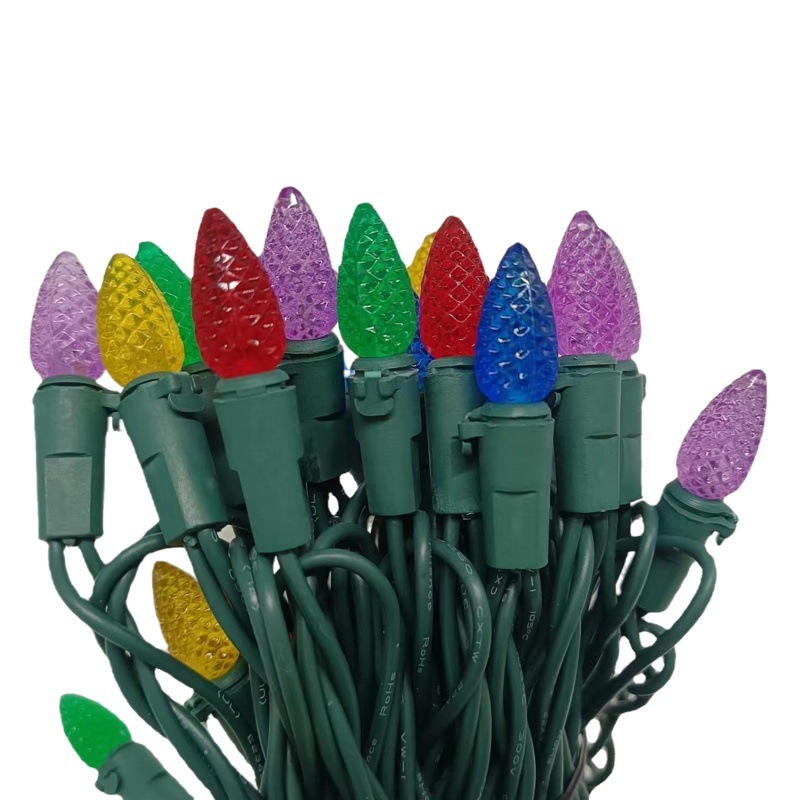 Fuente de la fábrica al aire libre LED UL588 certificado Amazon C3 fresa cabeza color Navidad luz decorativa cadena se puede establecer