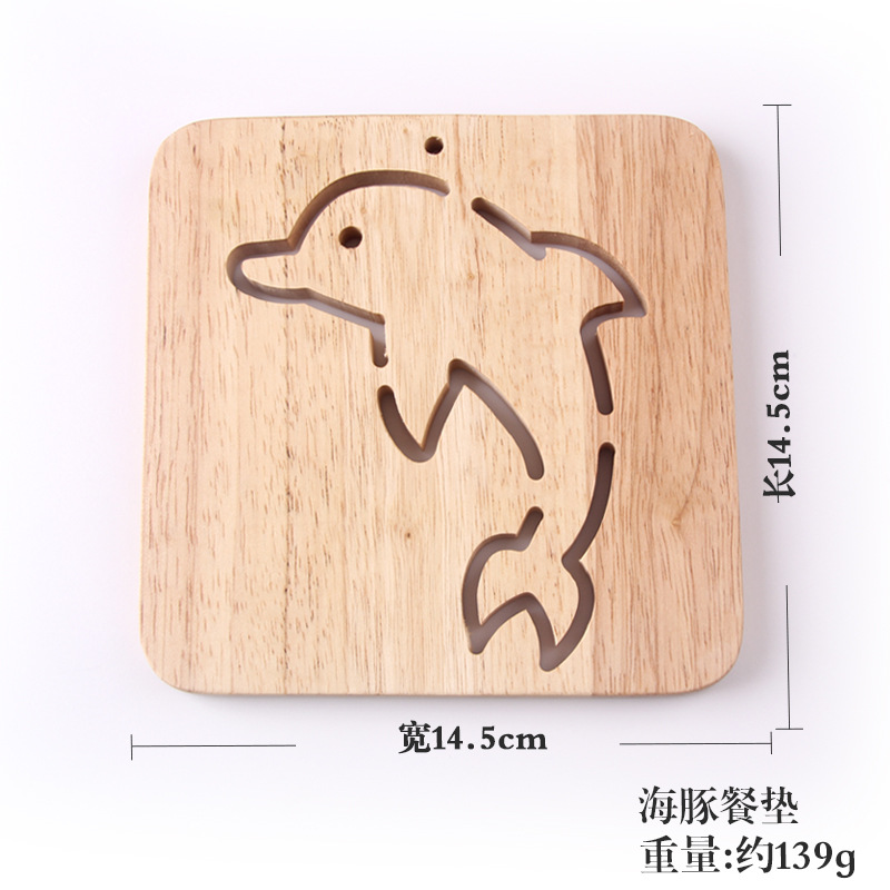 고무 목재 14.5 스퀘어 매트-돌고래