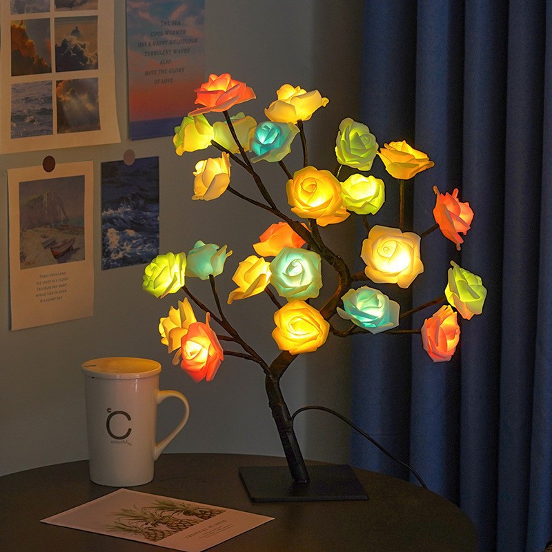 LED rosa árbol lámpara de escritorio luces decorativas in viento diseño de la habitación luces de atmósfera luces festivas luces nocturnas