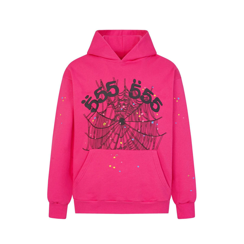 American Retro 555 Spider Sequin Hooded Sweatshirt, Rose Red Crown Loose-Fitting Street Fashion Brand Hoodie American Retro 555 Spider Sequin Hooded Sweatshirt, Rose Red Crown Loose-Fitting Street Fashion Brand Hoodie