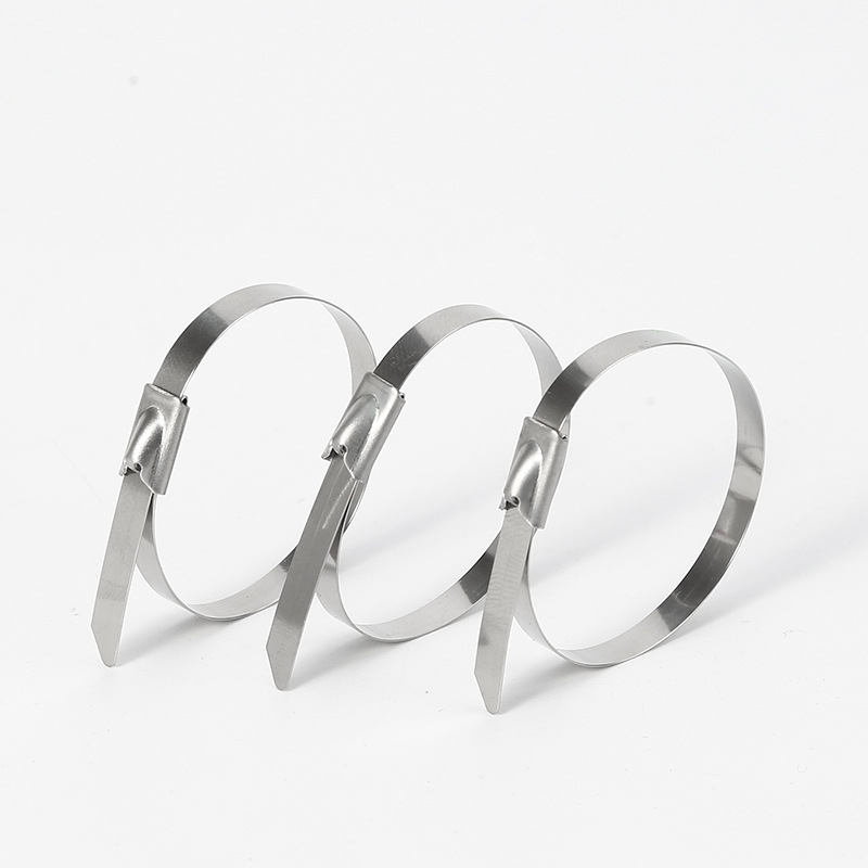 Barra de acero inoxidable tipo autobloqueo de bola de acero inoxidable 201 material acero inoxidable 4,6*200mm bridas de puente de cable de metal