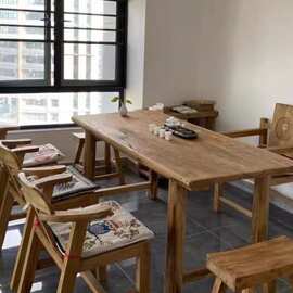 老榆木门板茶桌复古书桌餐桌实木支持桌吧台民宿家用长方形